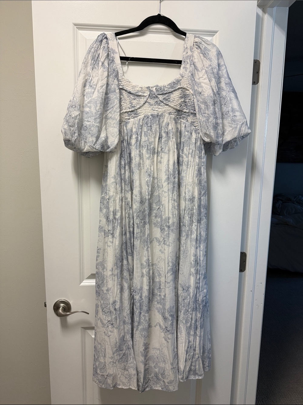 NWT Sofie the Label Blue Floral Smocked Midi Dress